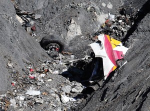 Image #: 35791561 Wreckage of the Airbus A320 is seen at the site of the crash, near Seyne-les-Alpes, french Alps March 26, 2015. A young German co-pilot locked himself alone in the cockpit of Germanwings flight 9525 and set it on course to crash into an Alpine mountain, killing all 150 people on board including himself, prosecutors said on Thursday. French prosecutors offered no motive for why 27-year-old Andreas Lubitz apparently took the controls of the Airbus A320, locked the captain out of the cockpit and deliberately set it veering down from cruising altitude at 3,000 feet per minute. REUTERS /EMMANUEL FOUDROT /LANDOV