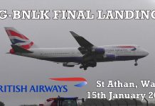 VIDEO FINAL LANDING: British Airways Boeing 747-400 G-BNLK Landing at St Athan for Scrapping